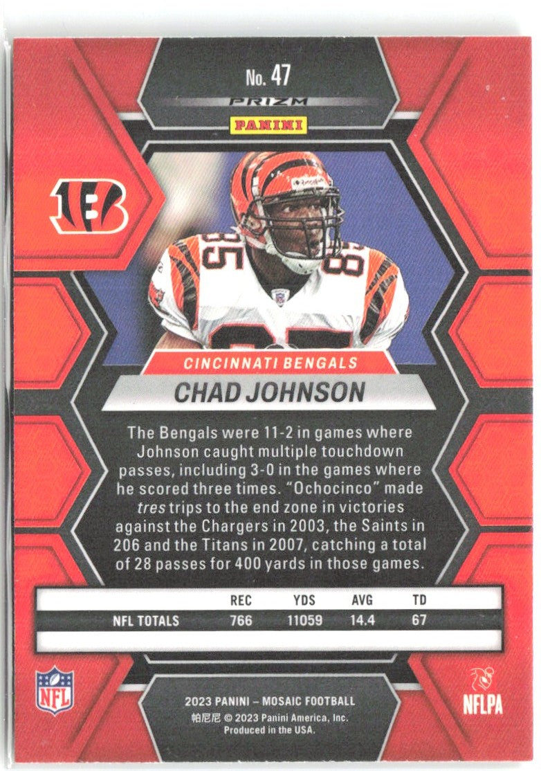 Chad Johnson Panini Mosaic - Reactive Yellow Mosaic 47 2023 Cincinnati Bengals