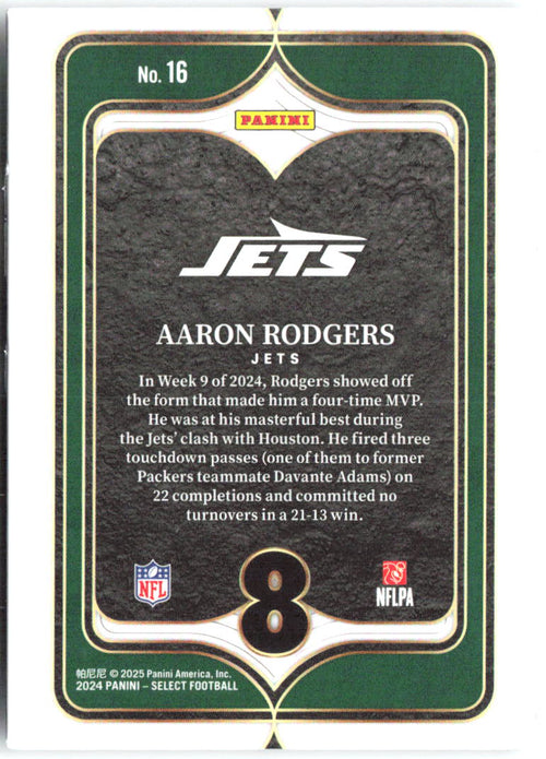Aaron Rodgers Panini Select - Select Numbers 16 2024 New York Jets