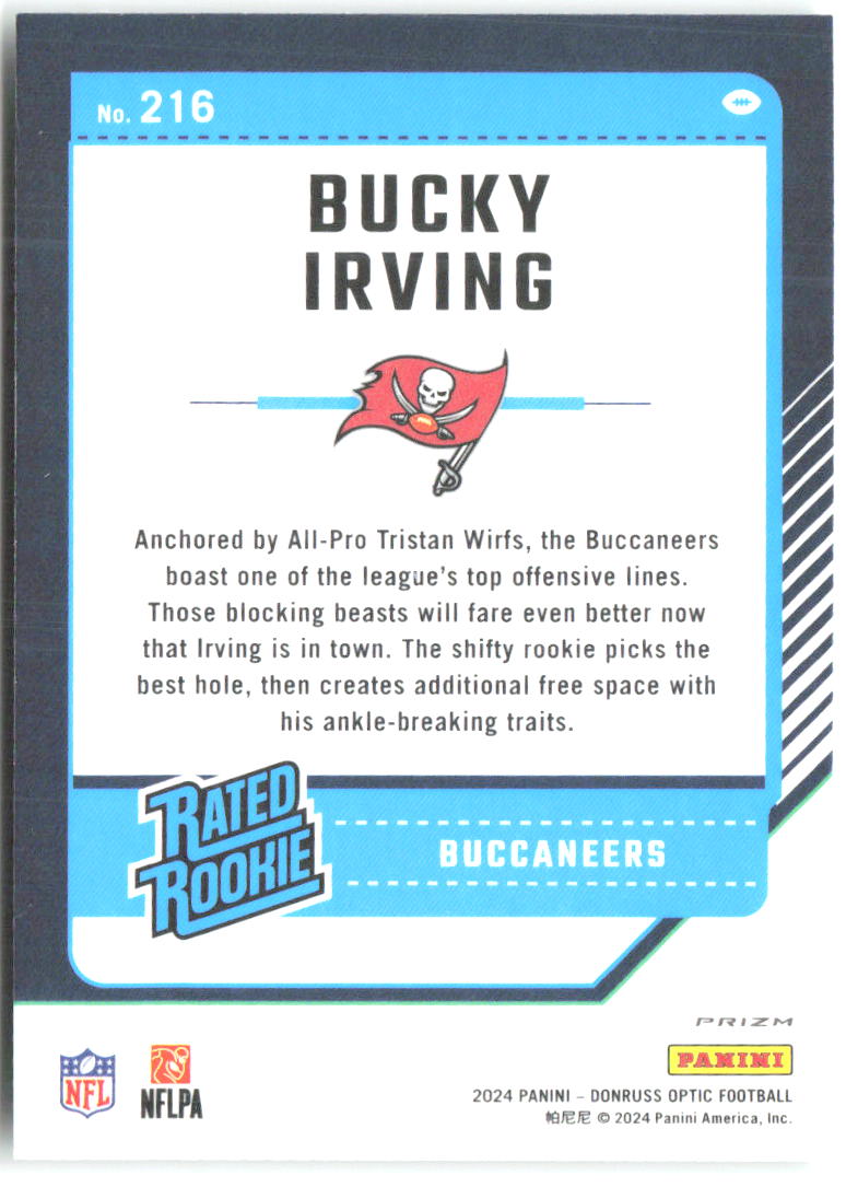 Bucky Irving Donruss Optic - Green Hyper 216 2024 Tampa Bay Buccaneers