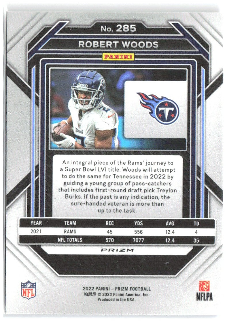 Robert Woods Panini Prizm - Red White and Blue 285 2022 Tennessee Titans
