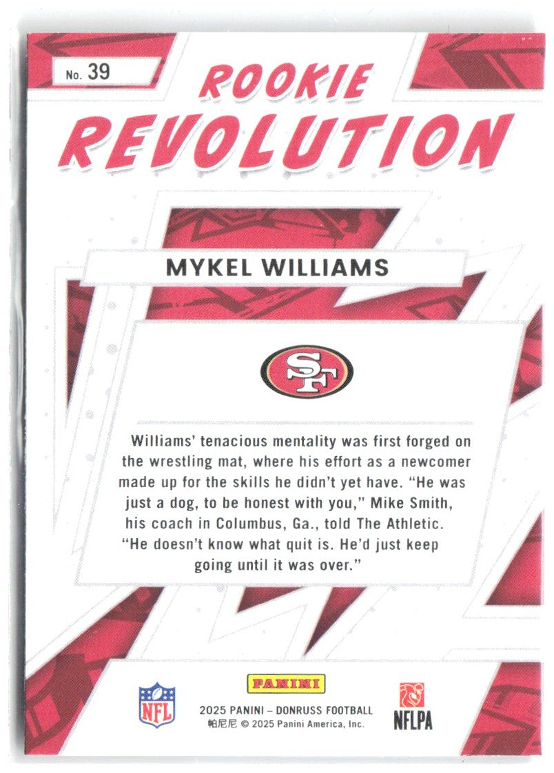 Mykel Williams Donruss - Rookie Revolution 39 2025 San Francisco 49ers