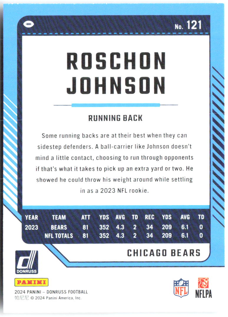 Roschon Johnson Donruss 121 2024 Chicago Bears