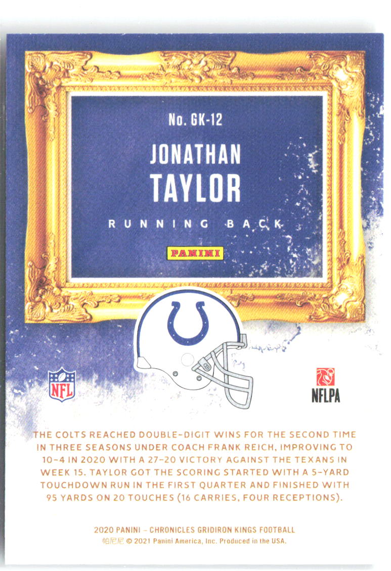 Jonathan Taylor Panini Chronicles - Gridiron Kings GK-12 2020 Indianapolis Colts