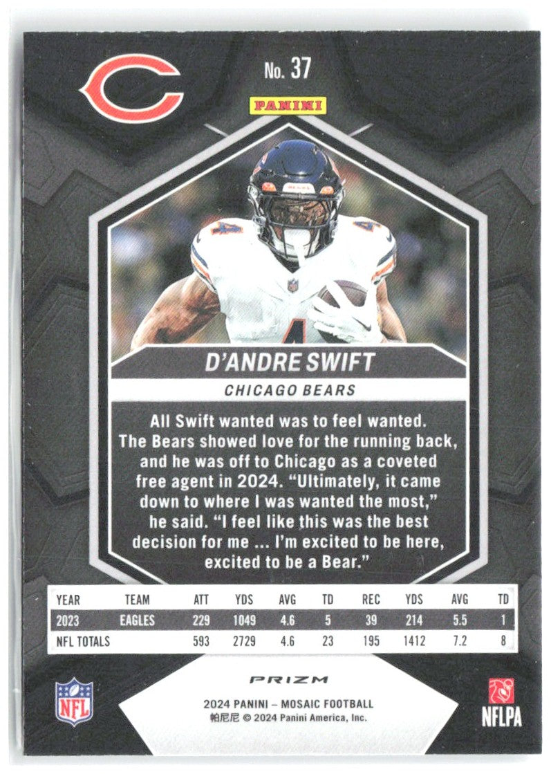 D'Andre Swift Panini Mosaic - Silver 37 2024 Chicago Bears
