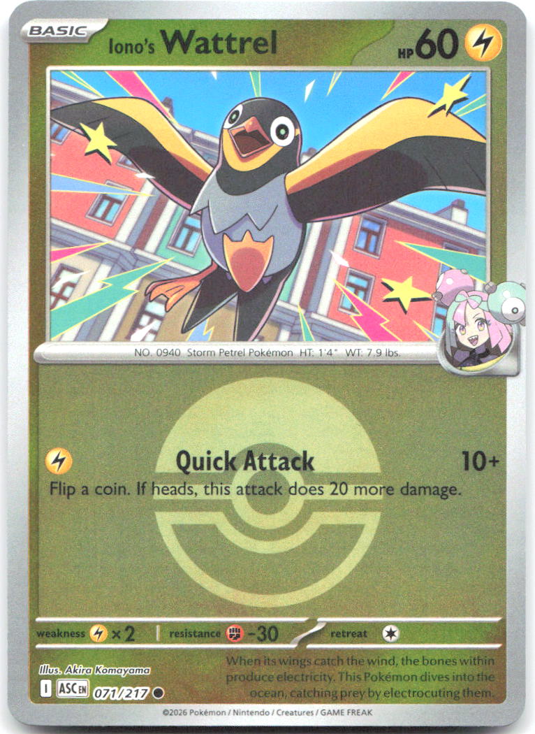 Iono's Wattrel Poke Ball Reverse Holo Common ME Ascended Heroes 071/217 NM mingo