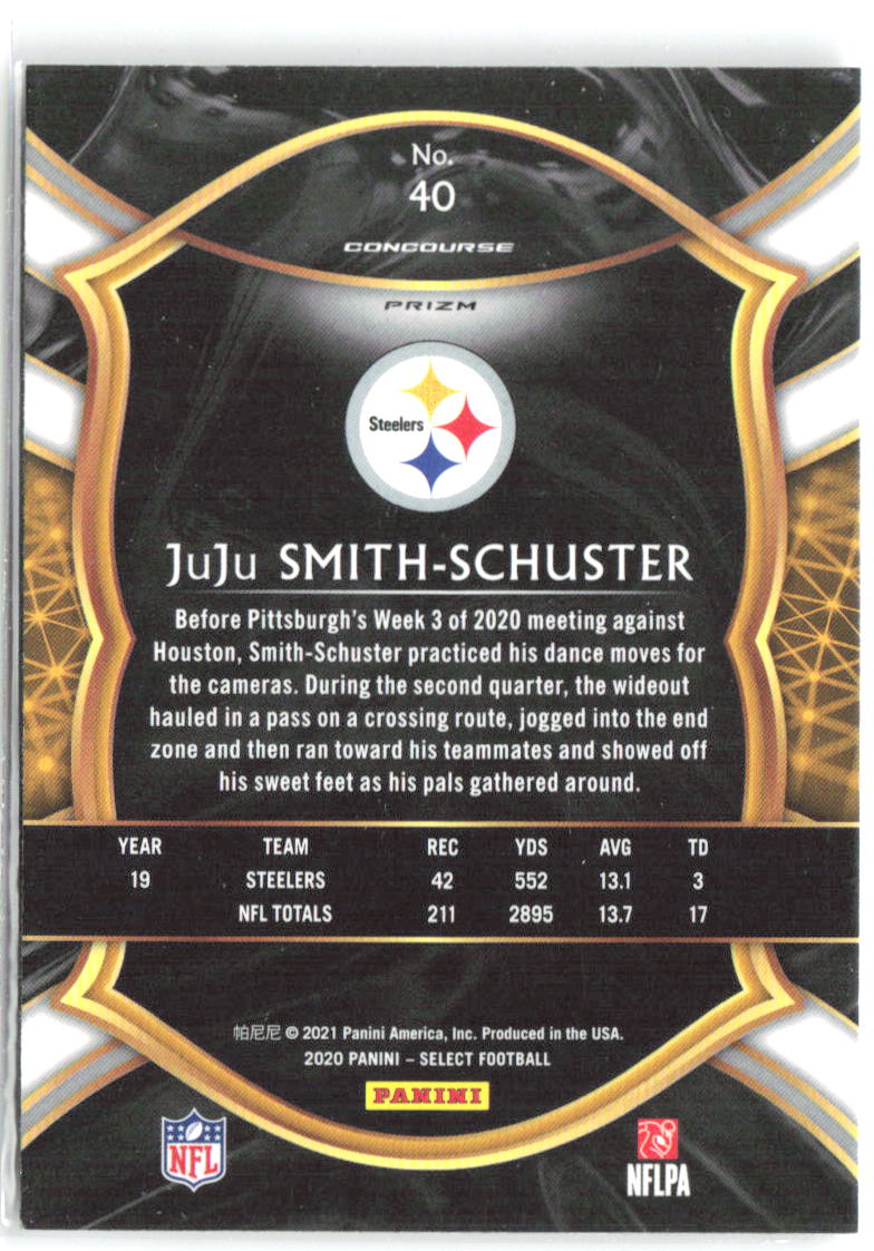 JuJu Smith-Schuster Panini Select - Silver Prizm 40 2020 Pittsburgh Steelers