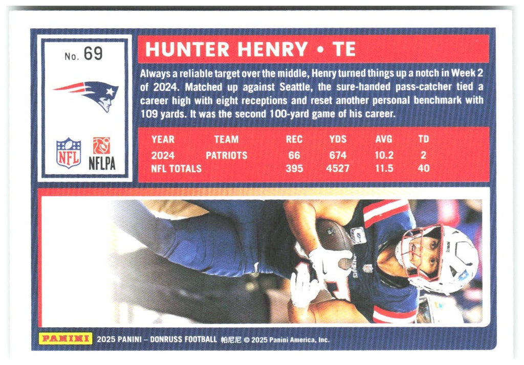 Hunter Henry Donruss - Press Proofs Green 69 2025 New England Patriots