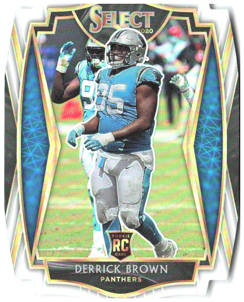 Derrick Brown Panini Select - White Prizm Die Cut 187 2020 Carolina Panthers