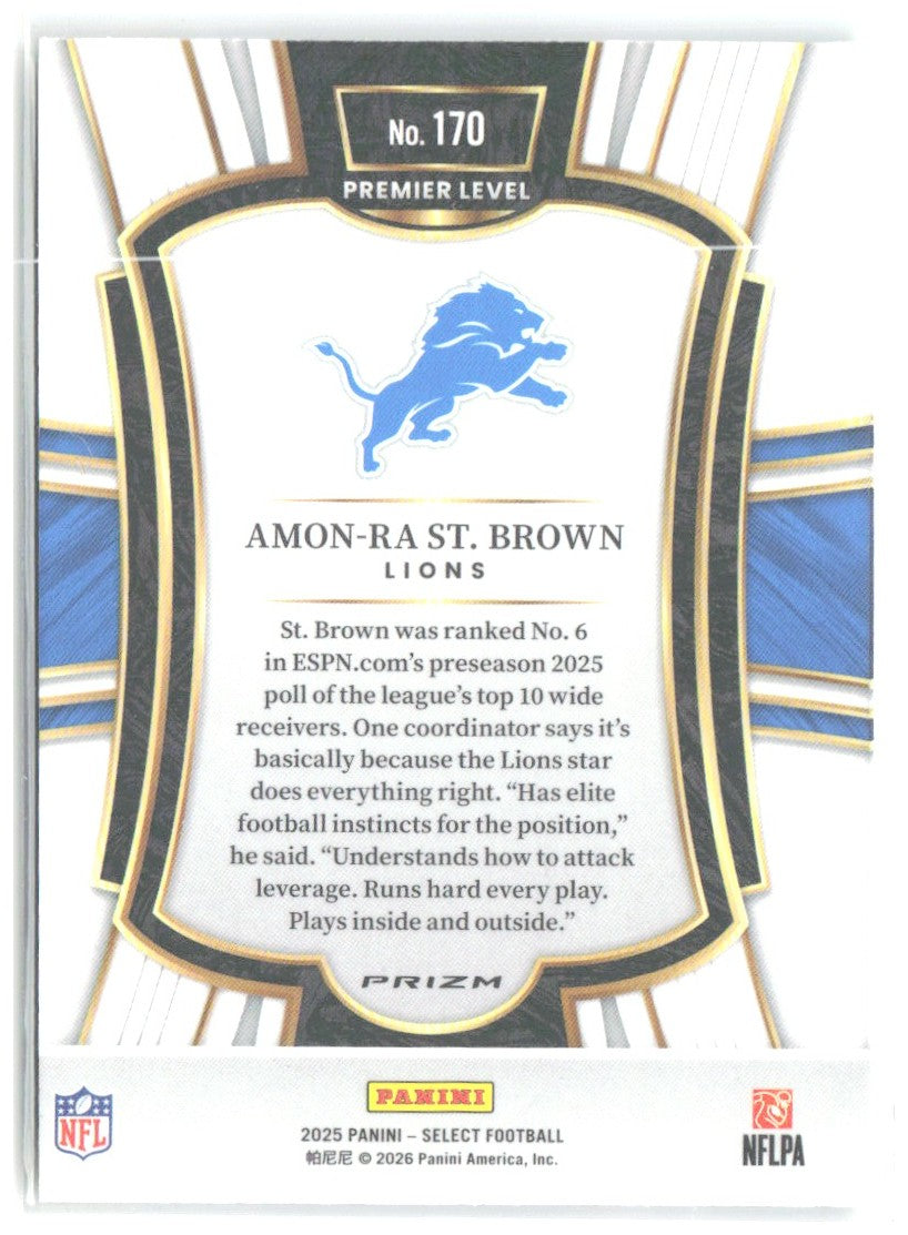 Amon-Ra St. Brown Select - Green and Yellow Prizm Shock 170 2025 Detroit Lions