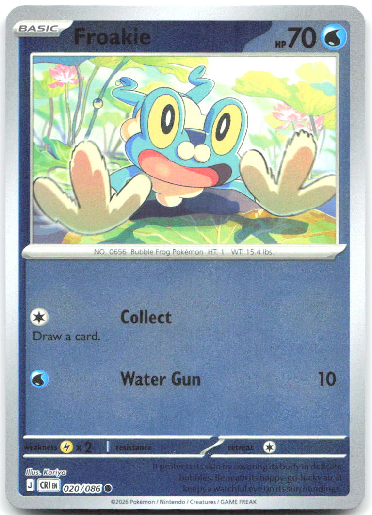 Froakie Reverse Holo Common ME04: Chaos Rising 020/086 NM Kariya