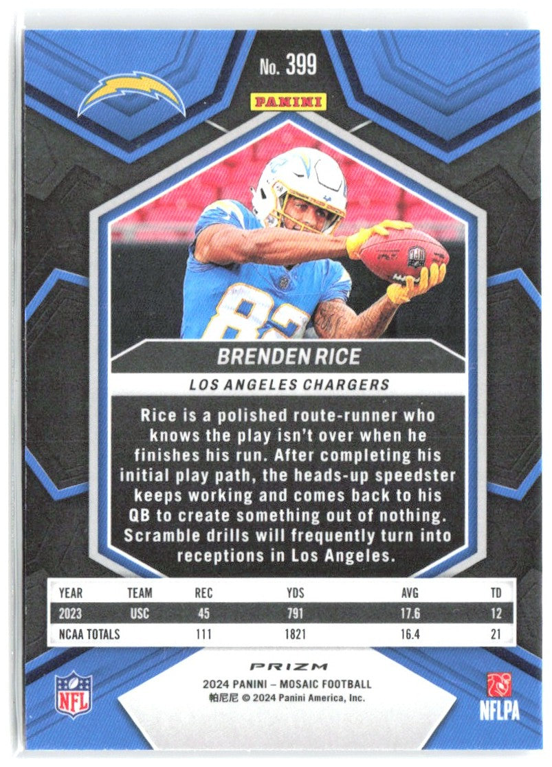 Brenden Rice Panini Mosaic - Mosaic 399 2024 Los Angeles Chargers