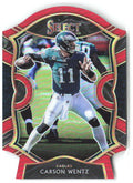 Carson Wentz Panini Select - Red Prizm Die Cut 17 2020 Philadelphia Eagles