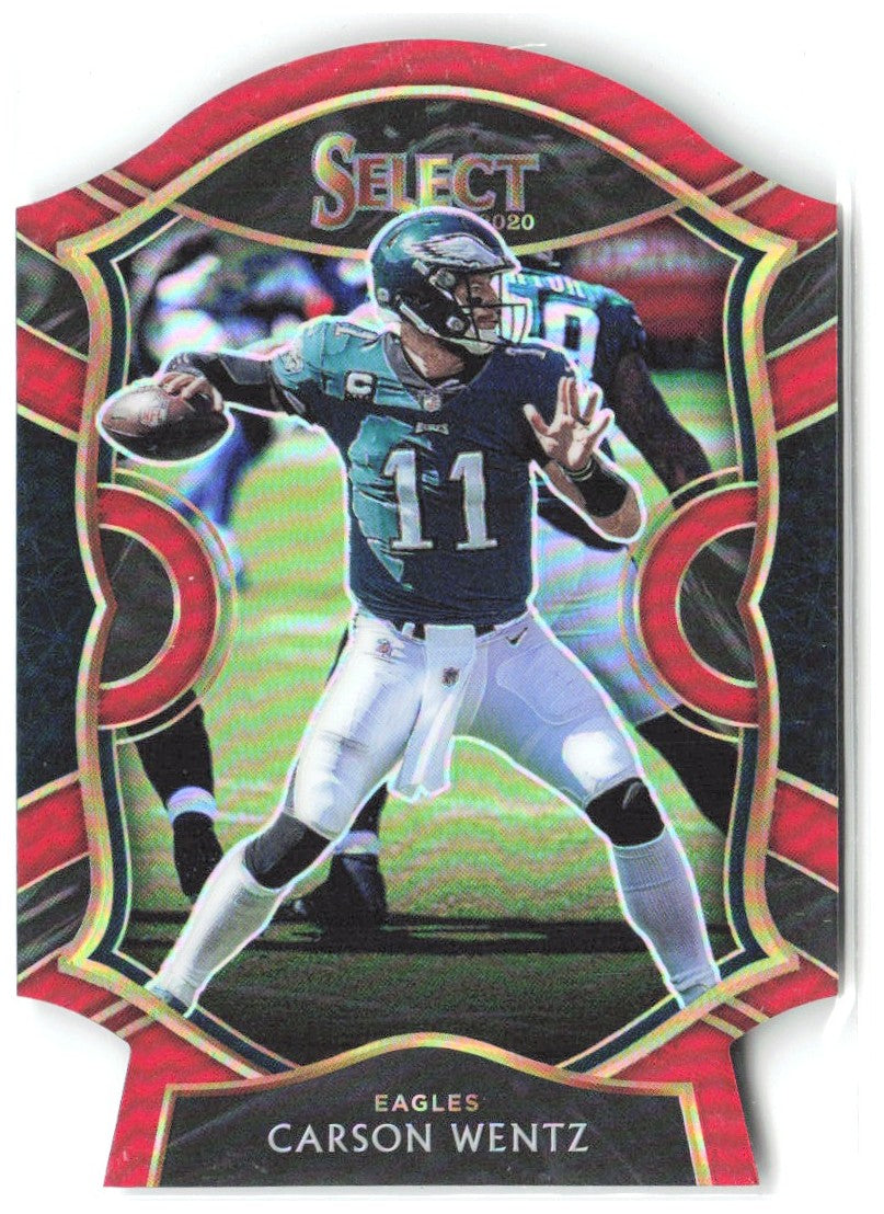 Carson Wentz Panini Select - Red Prizm Die Cut 17 2020 Philadelphia Eagles