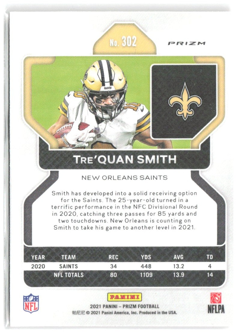 Tre'Quan Smith Panini Prizm - Lazer 302 2021 New Orleans Saints