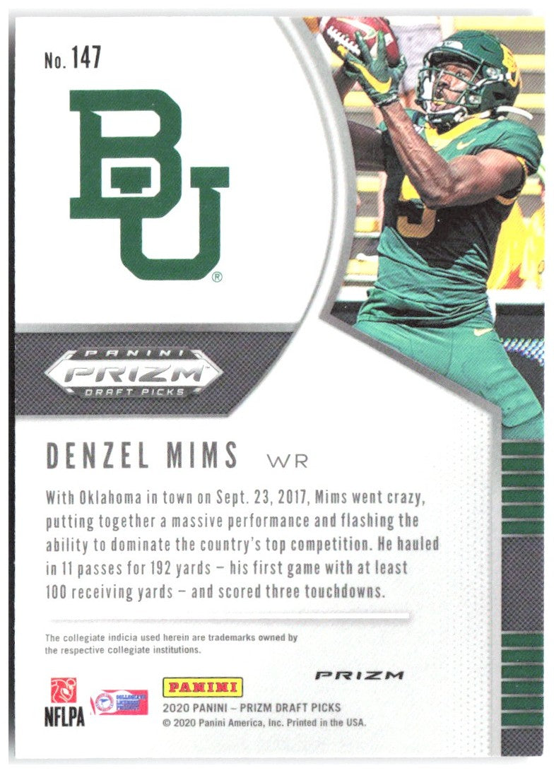 Denzel Mims Panini Prizm Draft Picks - Prizms Red 147 2020 Baylor Bears