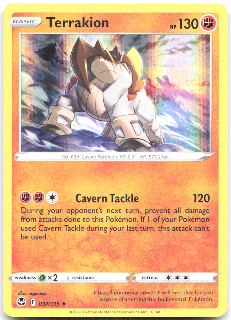 Terrakion Holo Rare SWSH12: Silver Tempest 097/195 NM nagimiso