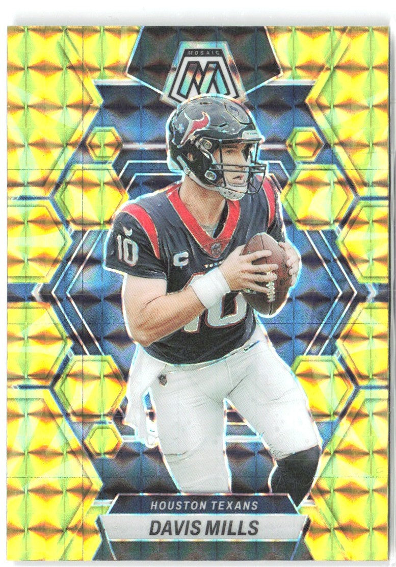 Davis Mills Panini Mosaic - Reactive Yellow Mosaic 89 2023 Houston Texans