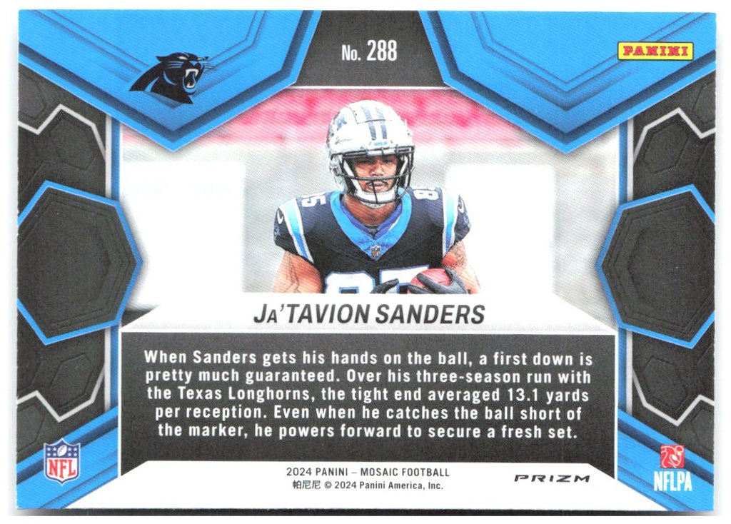 Ja'Tavion Sanders Panini Mosaic - Silver 288 2024 Carolina Panthers