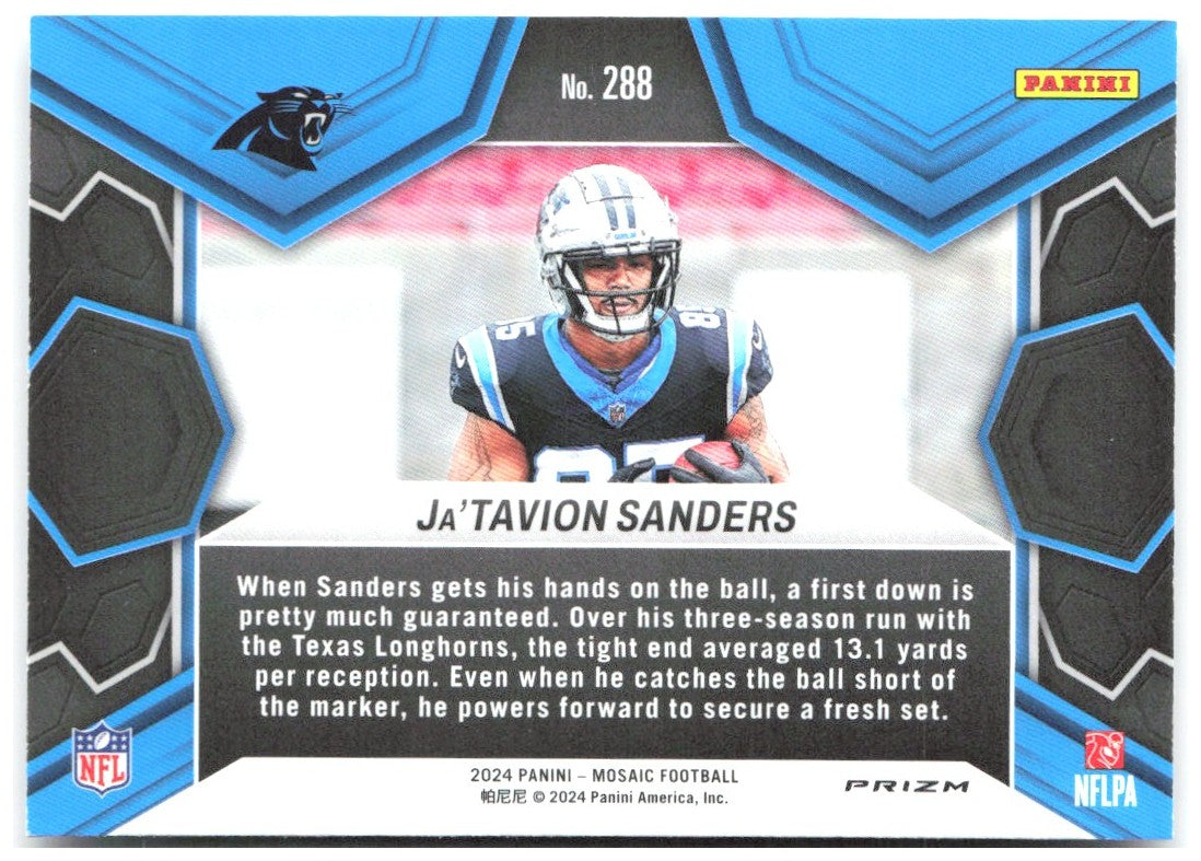 Ja'Tavion Sanders Panini Mosaic - Silver 288 2024 Carolina Panthers