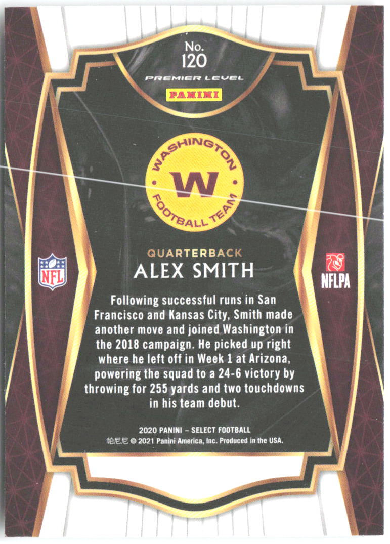 Alex Smith Panini Select 120 2020 Washington Football Team