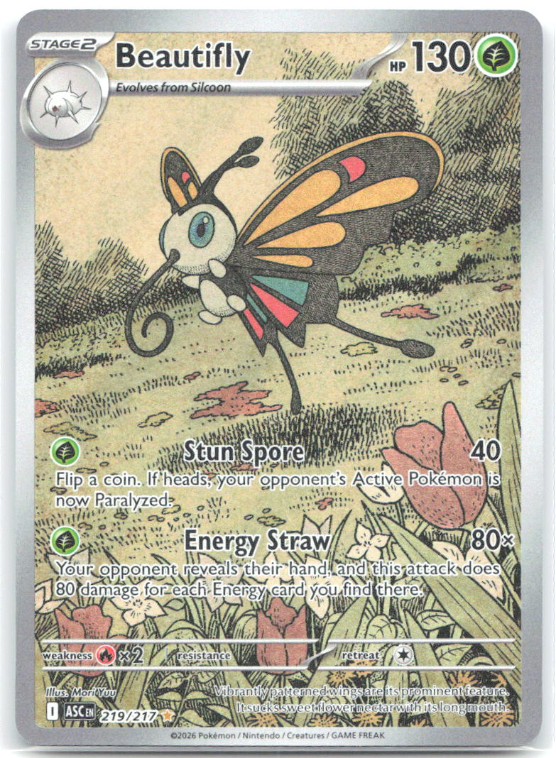 Beautifly Holo Illustration Rare ME: Ascended Heroes 219/217 NM Mori Yuu