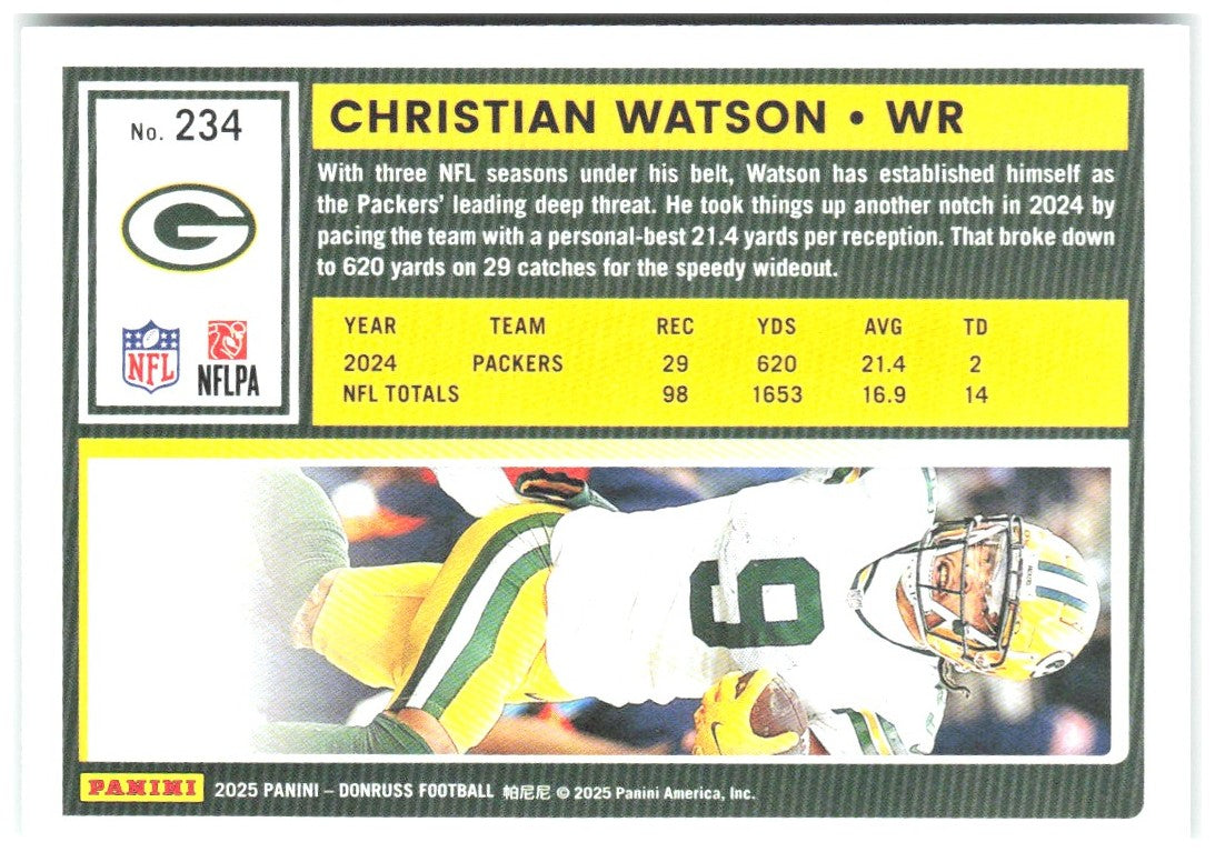 Christian Watson Donruss - Press Proofs Green 234 2025 Green Bay Packers