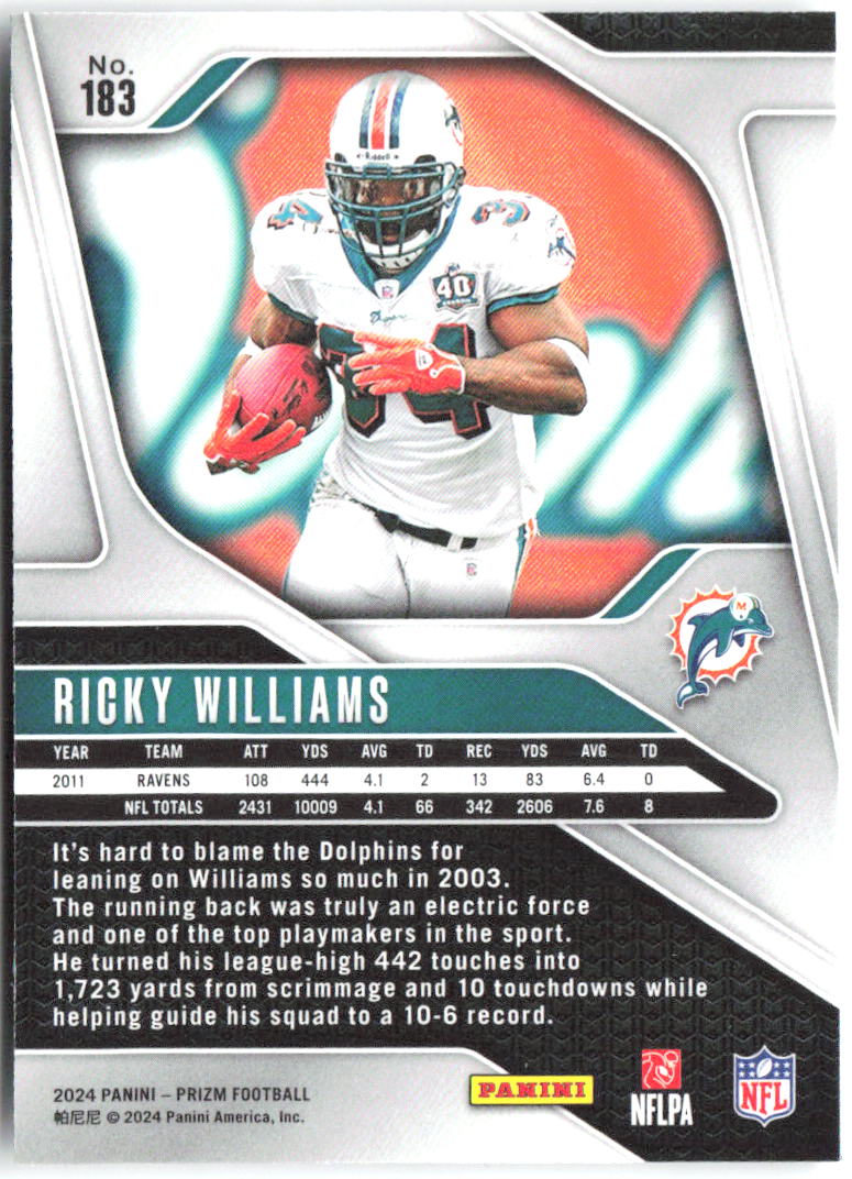 Ricky Williams Panini Prizm 183 2024 Miami Dolphins