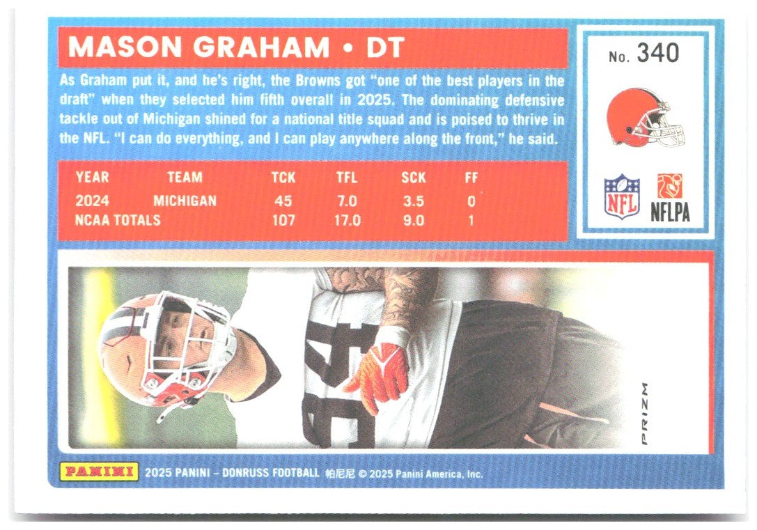 Mason Graham Donruss Optic Rated Rookies Preview Pink 340 2025 Cleveland Browns