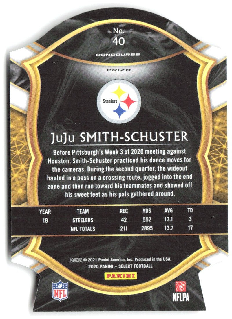 JuJu Smith-Schuster Panini Select Red Prizm Die Cut 40 2020 Pittsburgh Steelers