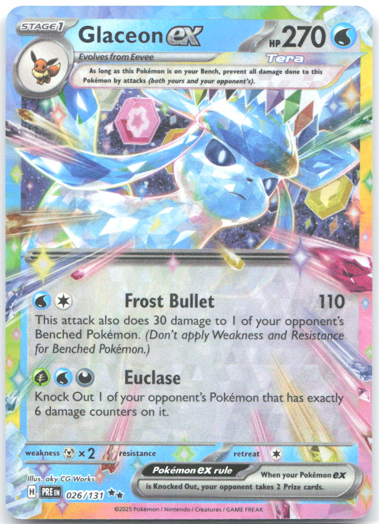 Glaceon ex Holo Double Rare SV: Prismatic Evolutions 026/131 NM 5ban Graphics