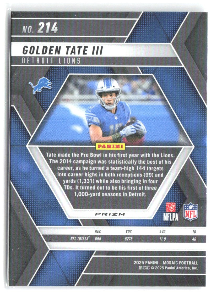 Golden Tate III Panini Mosaic - Mosaic 214 2025 Detroit Lions