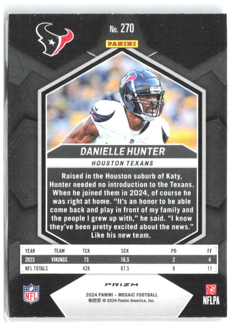 Danielle Hunter Panini Mosaic - Mosaic Reactive Blue 270 2024 Houston Texans