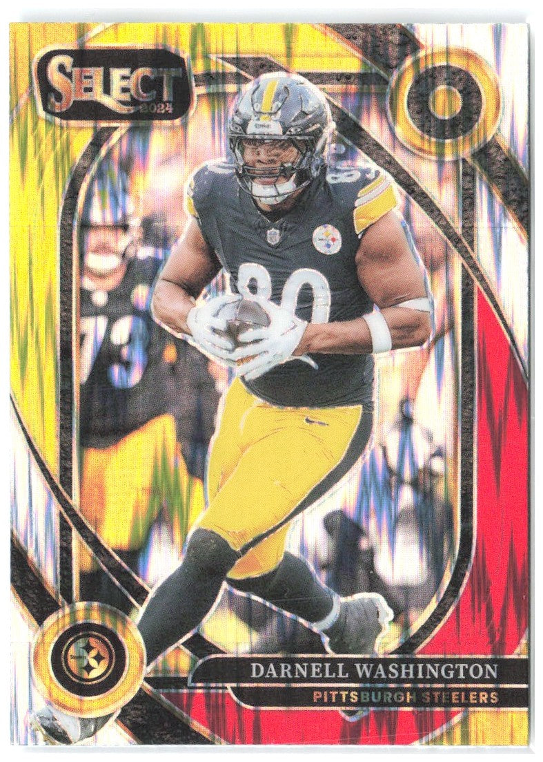 Darnell Washington Select Red & Yellow Prizm Shock 244 2024 Pittsburgh Steelers