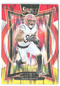 Chase Brown Panini Select - Red & Yellow Prizm Shock 18 2024 Cincinnati Bengals