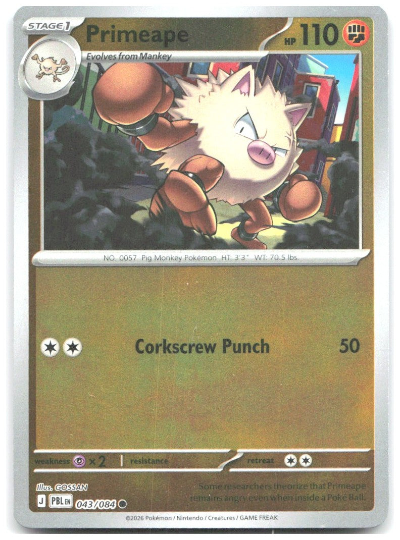 Primeape Reverse Holo Common ME05 Pitch Black 043/084 NM GOSSAN