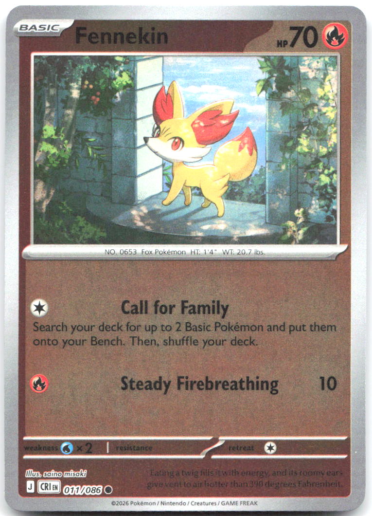Fennekin Reverse Holo Common ME04 Chaos Rising 011/086 NM saino misaki