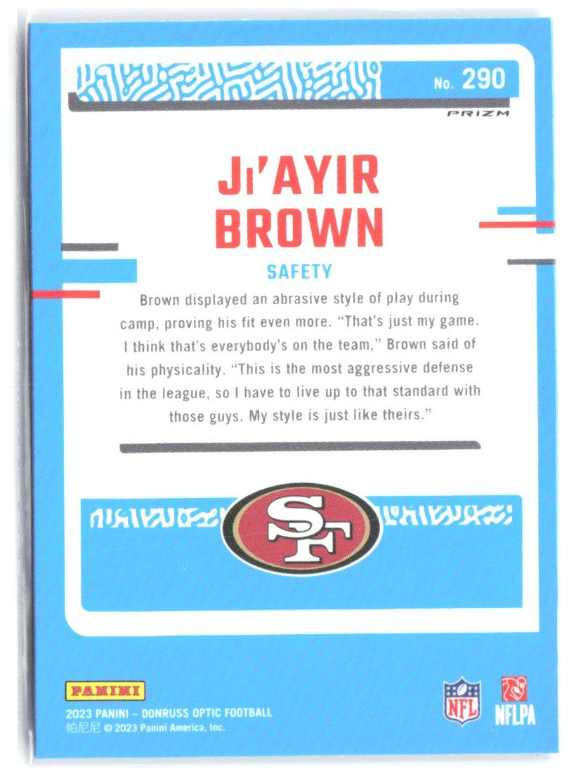 Ji'Ayir Brown Donruss Optic - Blue Hyper 290 2023 San Francisco 49ers