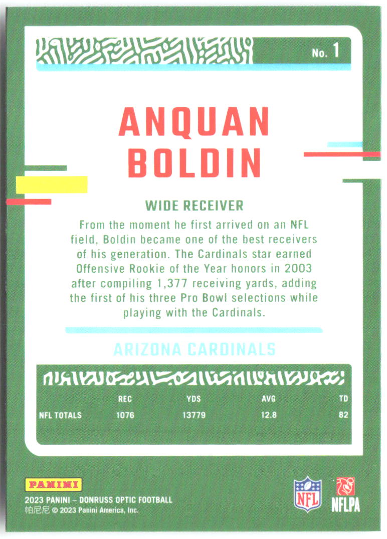 Anquan Boldin Donruss Optic 1 2023 Arizona Cardinals