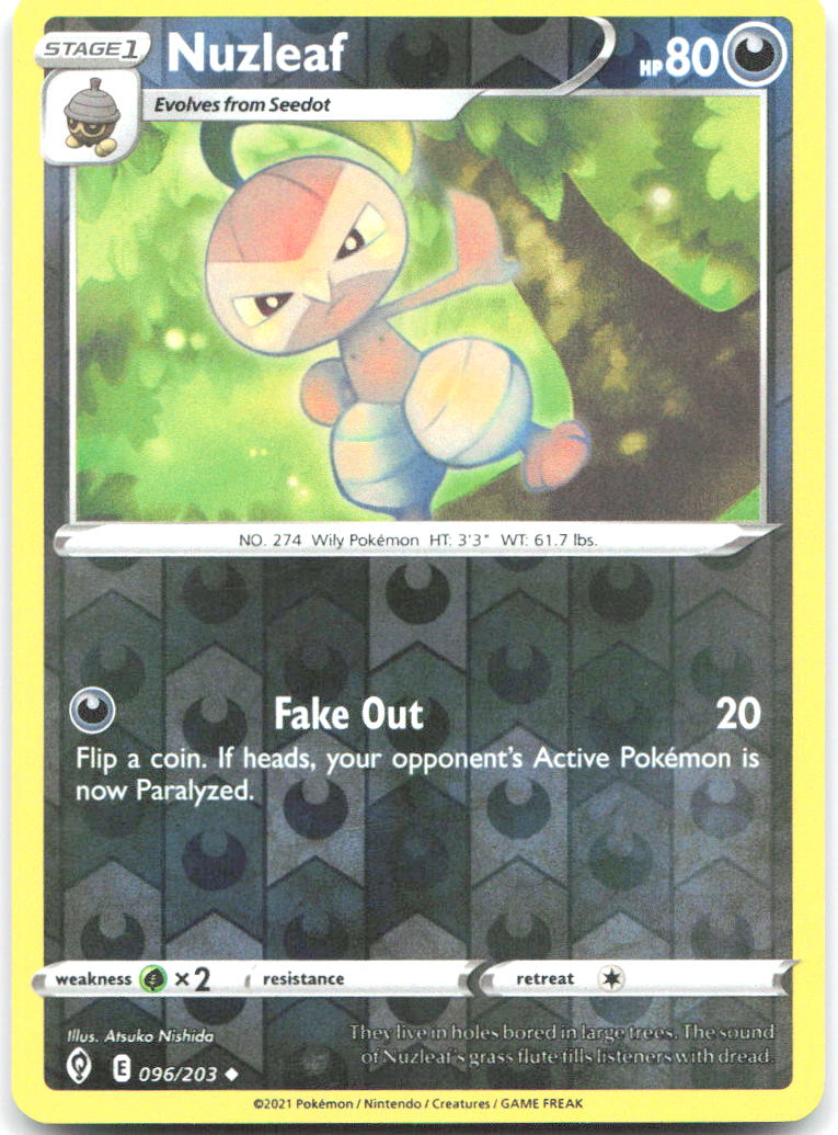 Nuzleaf Reverse Holo Uncommon SWSH07 Evolving Skies 096/203 NM Atsuko Nishida