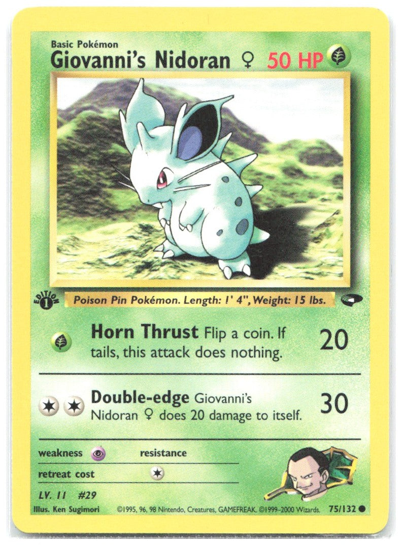 Giovanni's Nidoran F 1st Edition Common Gym Challenge 075/132 NM Ken Sugimori