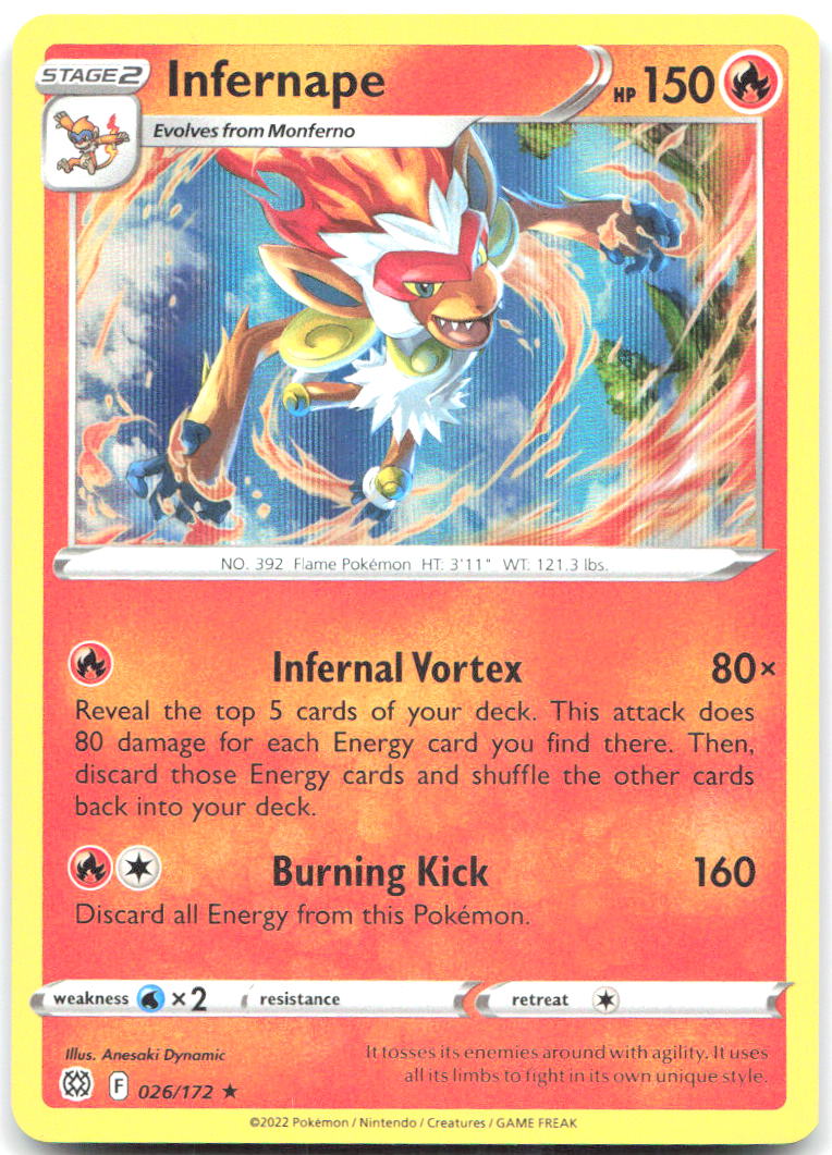 Infernape Holo Rare SWSH09: Brilliant Stars 026/172 NM Naoki Saito