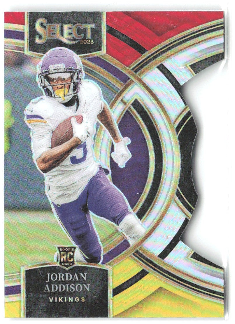 Jordan Addison Select Red and Yellow Prizms Die Cuts 194 2023 Minnesota Vikings