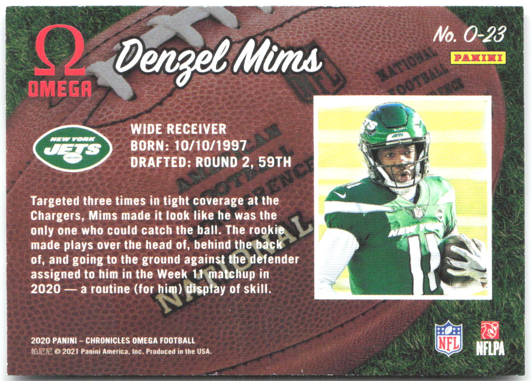 Denzel Mims Panini Chronicles - Omega O-23 2020 New York Jets