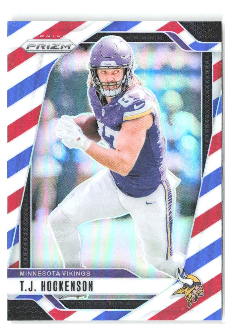 T.J. Hockenson Panini Prizm - Red White and Blue 188 2024 Minnesota Vikings