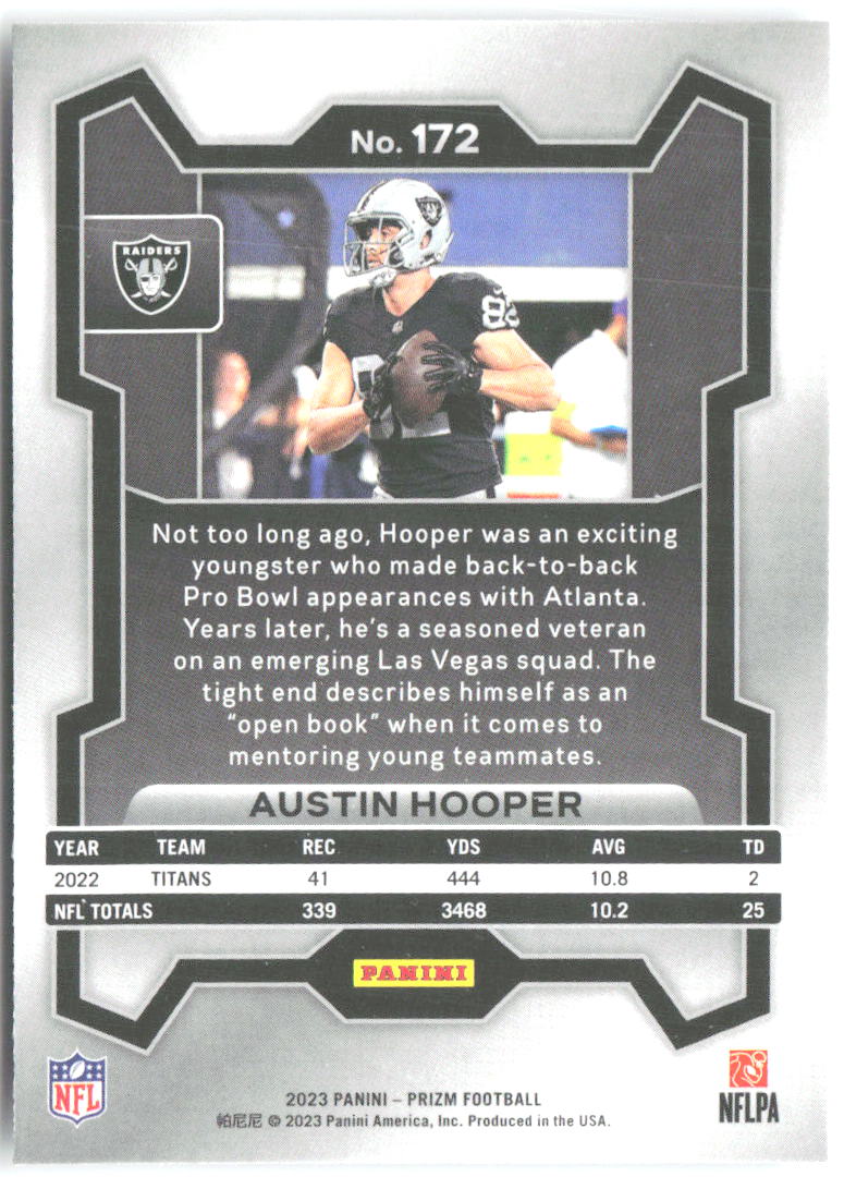 Austin Hooper Panini Prizm 172 2023 Las Vegas Raiders