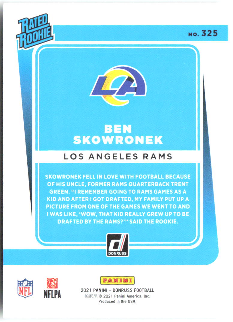 Ben Skowronek Donruss 325 2021 Los Angeles Rams RC