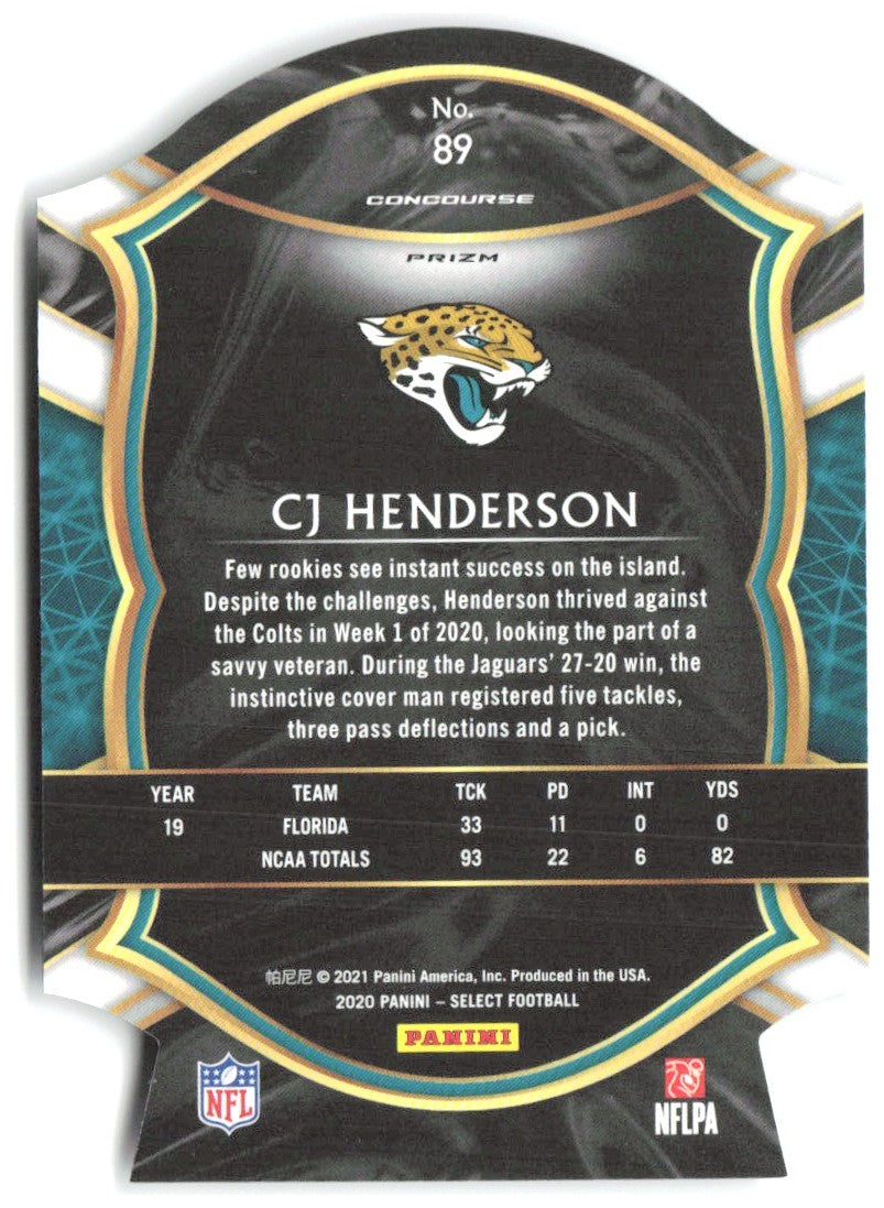 CJ Henderson Panini Select - Purple Prizm Die Cut 89 2020 Jacksonville Jaguars
