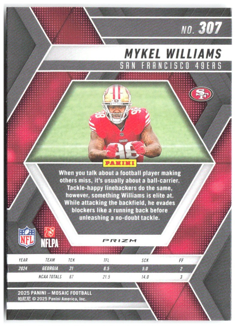 Mykel Williams Panini Mosaic - Mosaic 307 2025 San Francisco 49ers