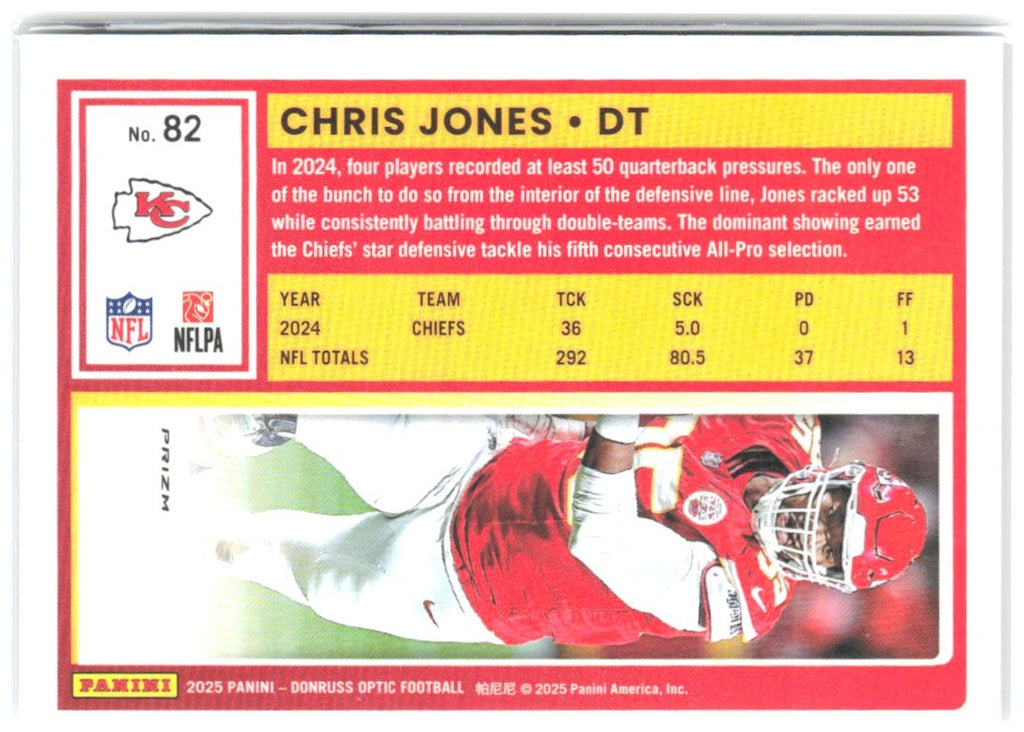 Chris Jones Donruss Optic - Holo 82 2025 Kansas City Chiefs