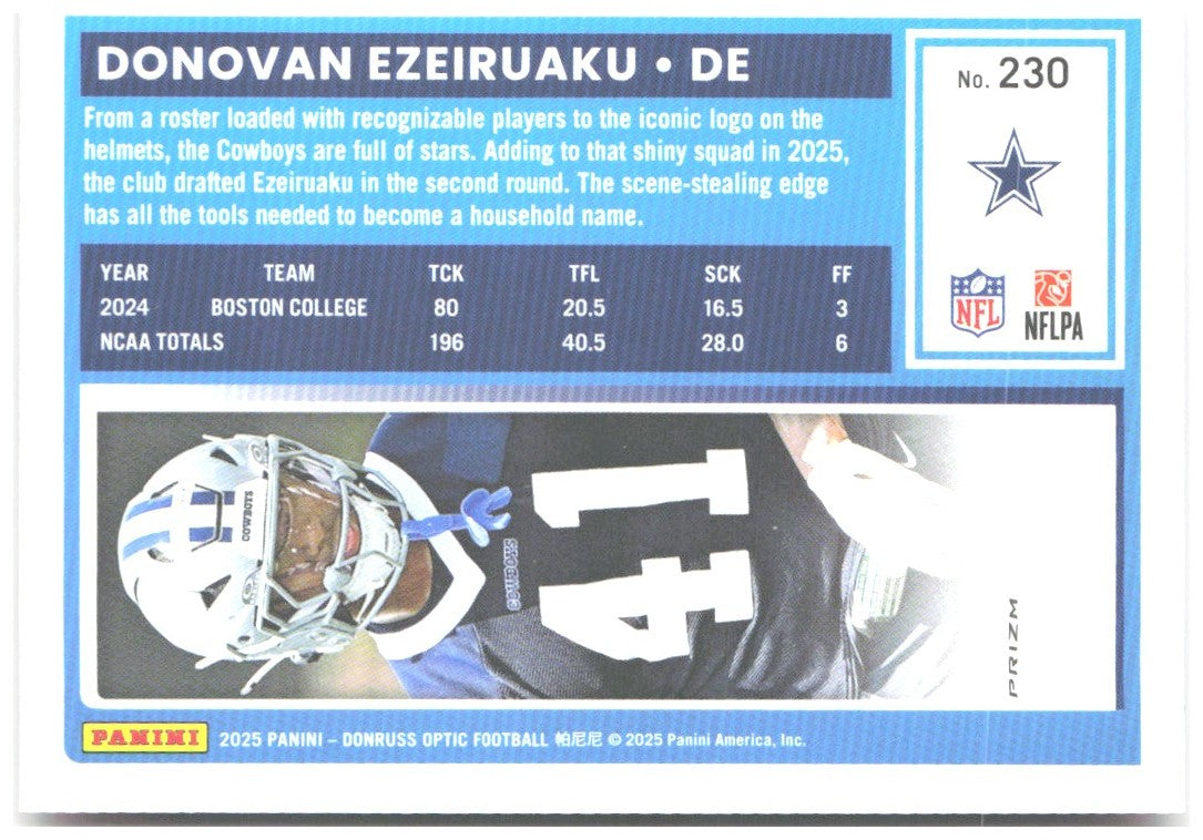Donovan Ezeiruaku Donruss Optic - Pink 230 2025 Dallas Cowboys